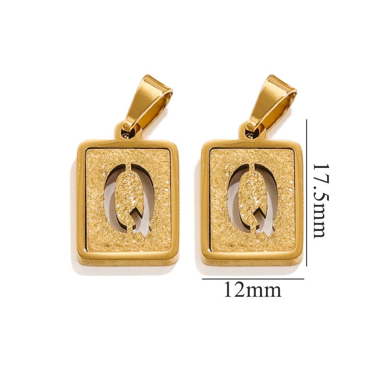 Gold color / 1 Piece Simple Fashionable Style Square Letter Q Shape Titanium Steel  Gold Color Unisex Pendant Picture17